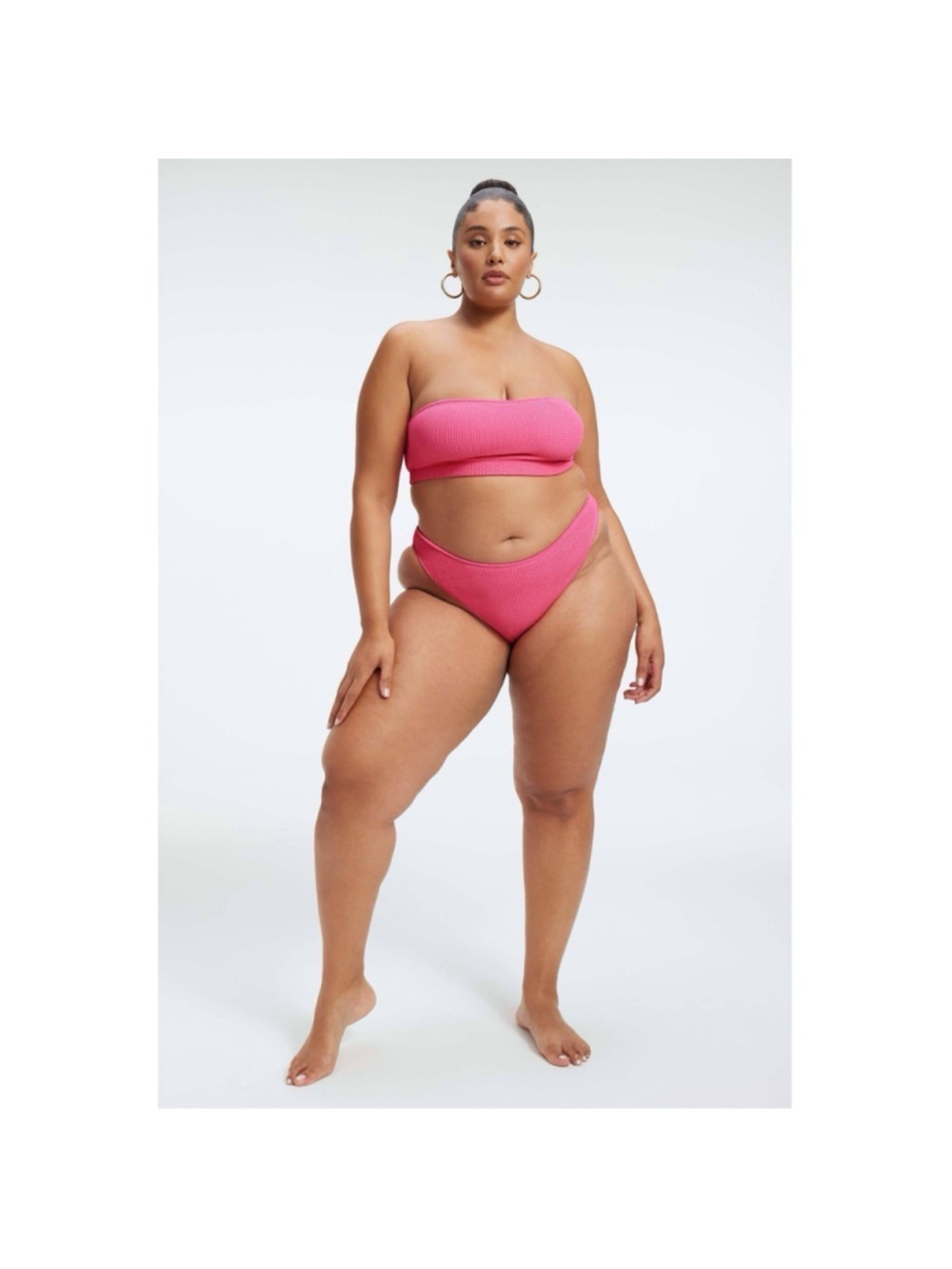 Good American Always Fits Classic Bikini Bottoms Pink GSW0148 Size 1/2 New